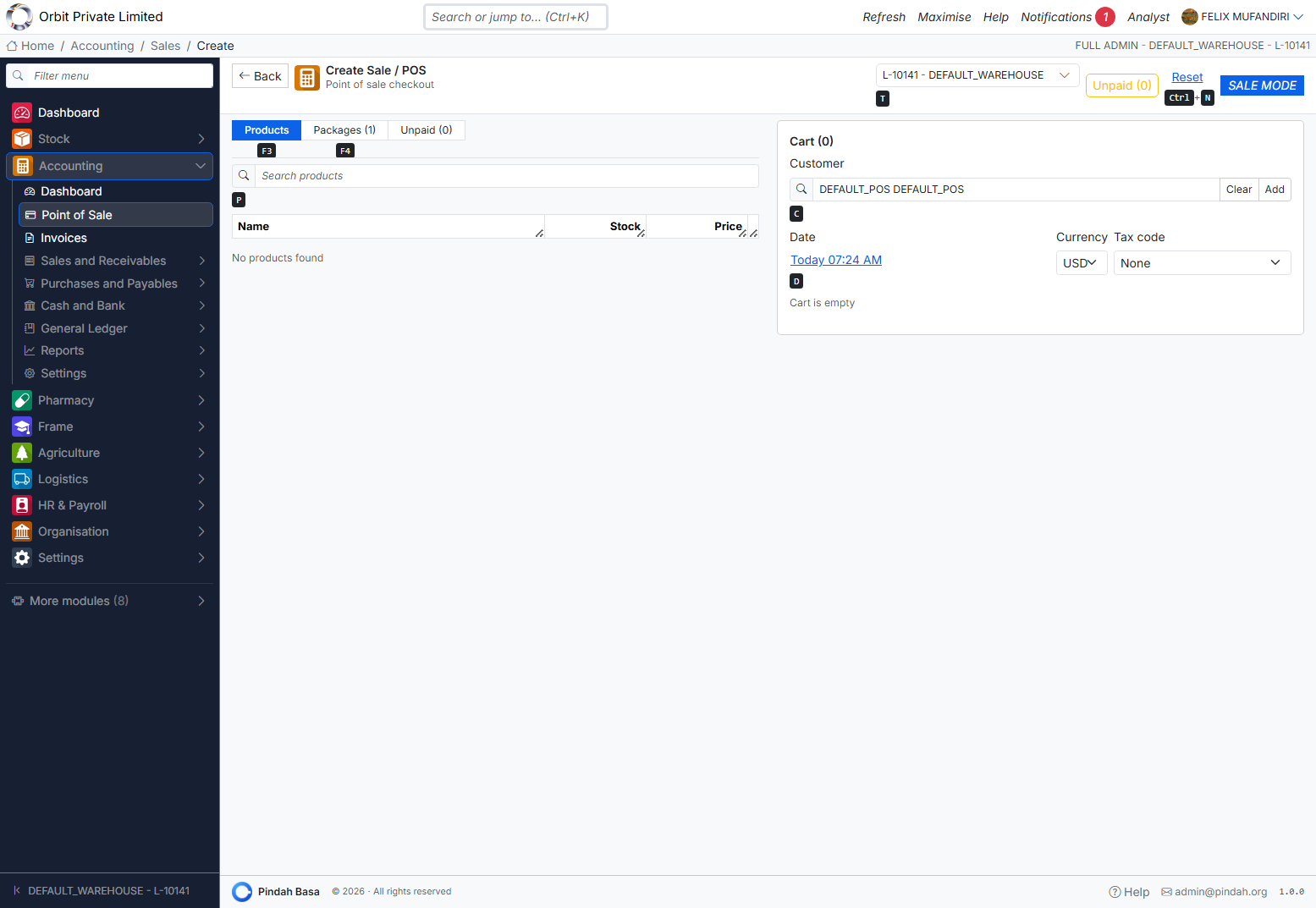 Screenshot: Point of Sale