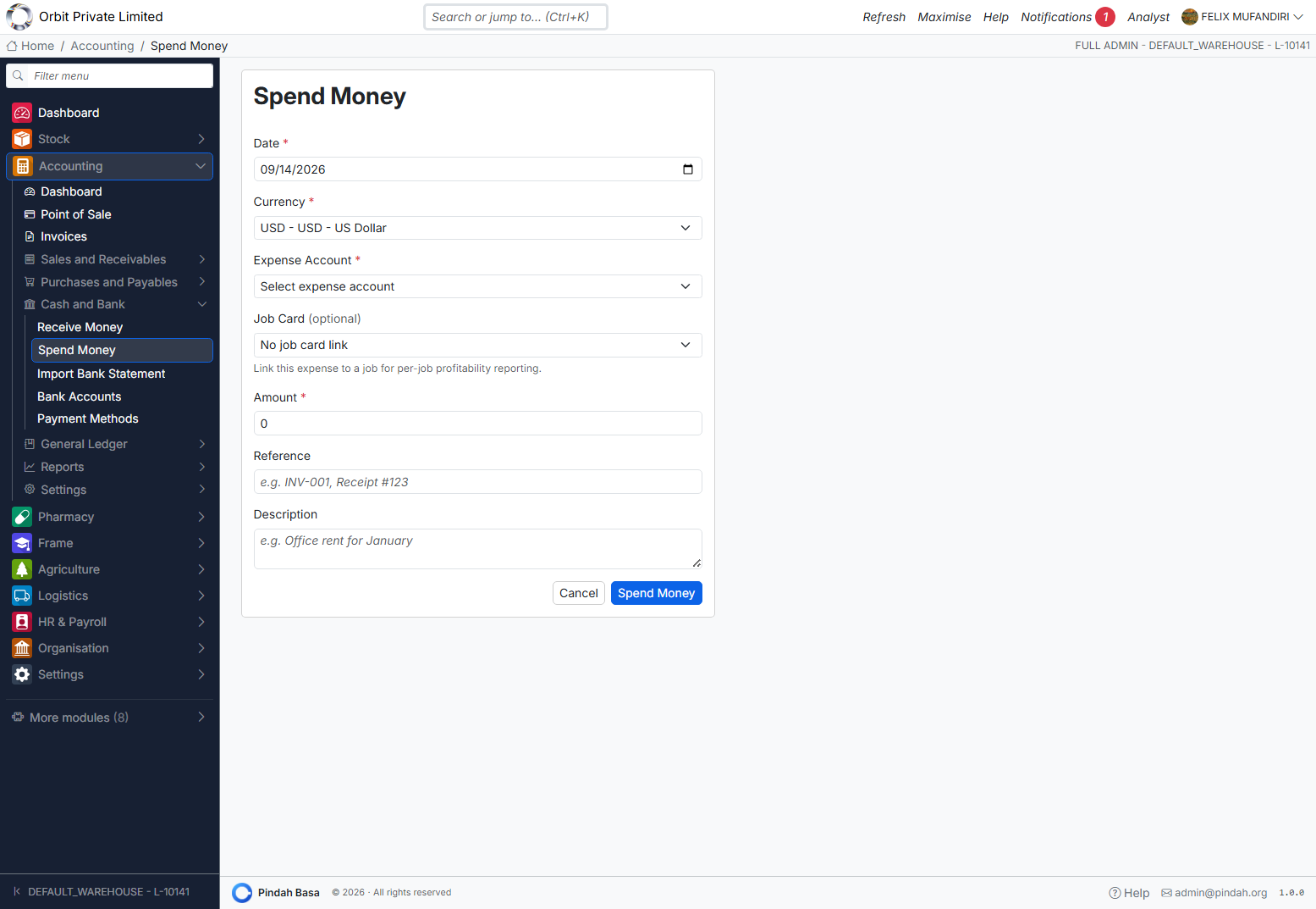 Screenshot: Spend Money